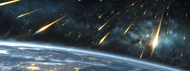 Poster - Spectacular Meteor Shower Lighting up the Night Sky Over the Planet Earth