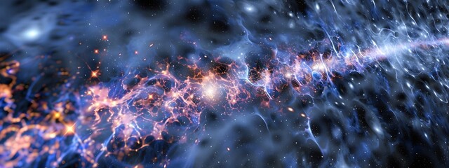 Poster - Cosmic Microwave Background Radiation Explosion of Colorful Fractal Patterns and Swirls