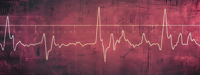 Poster - Vibrant EKG Heart Rhythm Tracing Illustrates Cardiovascular Health Monitoring in Digital Abstract