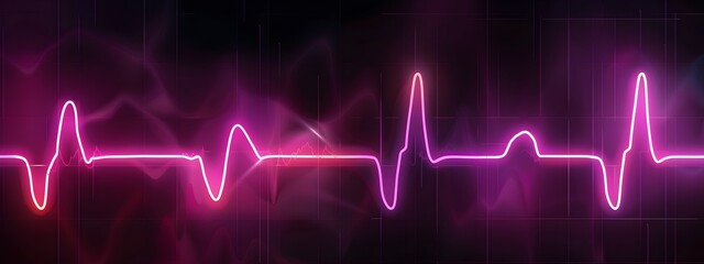 Poster - Pulsing Heartbeat Rhythm Displayed on Digital Cardiogram Graph