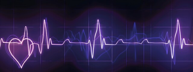 Poster - Detailed Cardiac Monitoring  Frequency Based EKG Tracing Showcasing Heart Rhythm Vital Signs