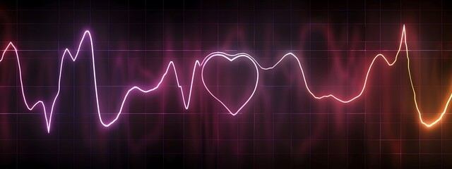 Poster - Vibrant EKG Heartbeat Rhythm Tracing with Pulsing Wave Visualizing Heart Health Monitoring