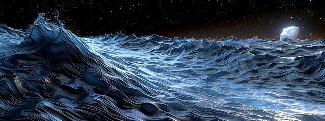 Poster - Mesmerizing Tidal Waves Surging Under Celestial Light