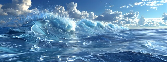 Poster - Tidal Waves  Crashing Oceanic Surges Driven by Gravitational Forces in Dramatic 3D Rendering