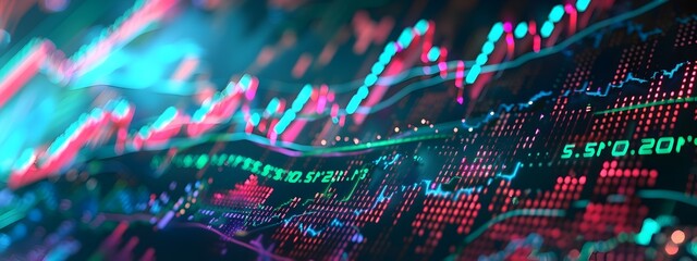 Poster - Fluctuating Market Graph with Colorful Data Visualization