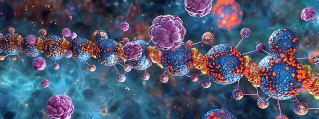 Aufkleber - intricate genetic mutations vibrant microscopic details of evolving biological structures