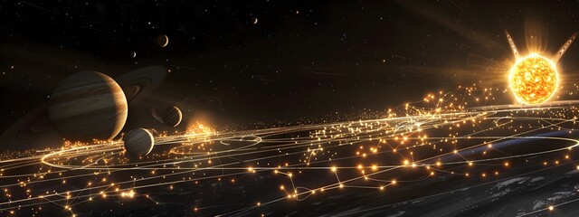 Poster - Mesmerizing Planetary Orbits Celestial Bodies Orbiting the Radiant Sun
