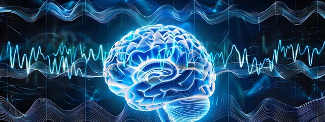 Poster - Visualized Brain Wave Patterns Depicting Neural Activity at Different Frequencies