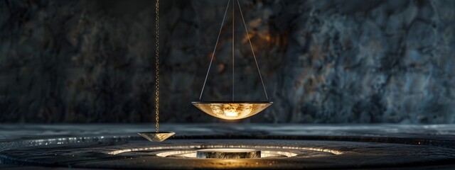 Poster - Mesmerizing Metallic Oscillating Pendulum   3D Rendered Kinetic Sculpture with Hypnotic Motion