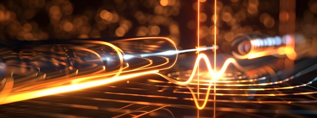 Poster - Vibrant 3D Rendering of a Tuning Fork Emitting Captivating Frequency