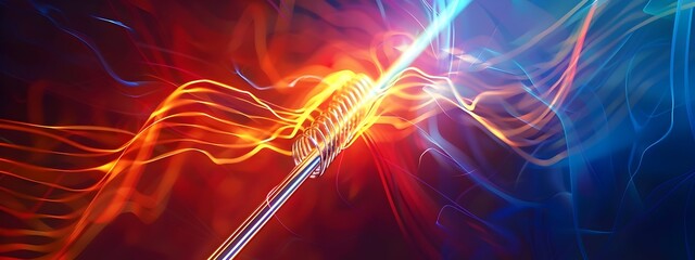 Poster - Vibrant Tuning Fork Emitting Dynamic Frequencies in Colorful