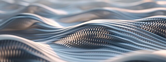 Poster - elegant sine wave pattern captivating 3d rendered fluid geometry and smooth undulating curves