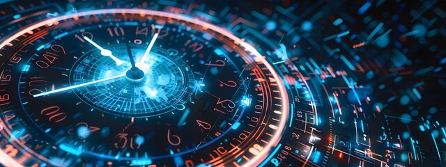 Poster - stylized of a digital clock displaying frequency of time signals
