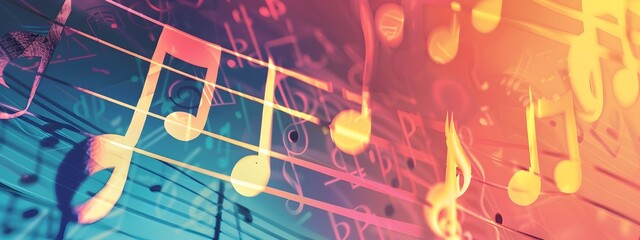 Poster - Vibrant Musical Note Representing Frequencies and Composition