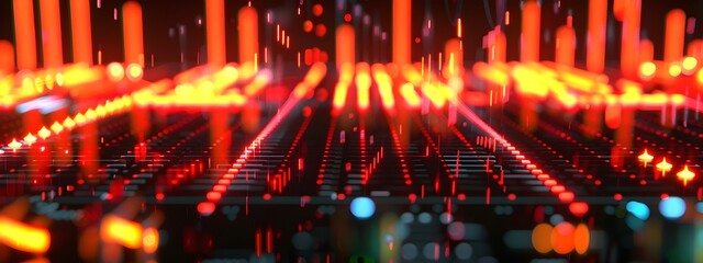 Poster - Digital Frequency Counter Display with Vibrant Neon Gradient Visualization