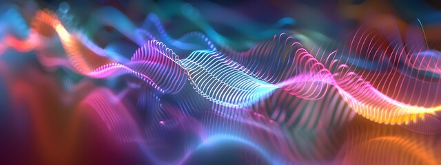 Poster - Harmonic Oscillator Diagram Illustrating Vibrant Wave Patterns at Different Frequencies