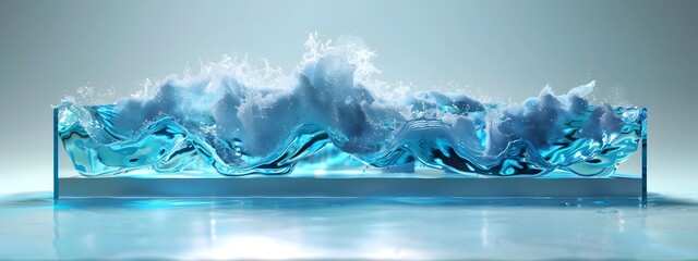 Poster - D Rendered Wave Tank Experiment Simulating Water Waves at Different Frequencies