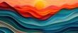 © Ammar - Abstract wavy shapes with sunset colors on background,
