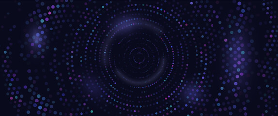 abstract blue neon matrix particles, binary code futuristic vector design for science, ai, data, web3, hi tech background