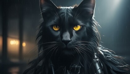 Poster - A black maine coon in a barn 