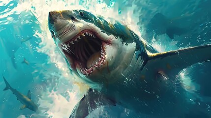 Glorious Colorful shark pop art illustration