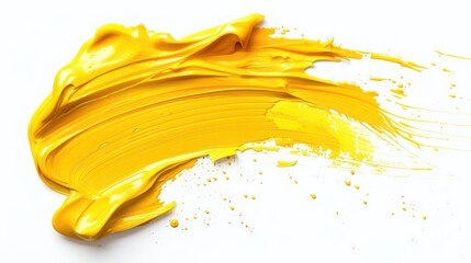 yellow ink brushstroke texture isolated on a white background
