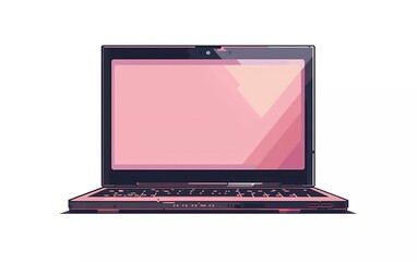 Poster - laptop with 8-bit pixel plain screen, pixel art vector illustration