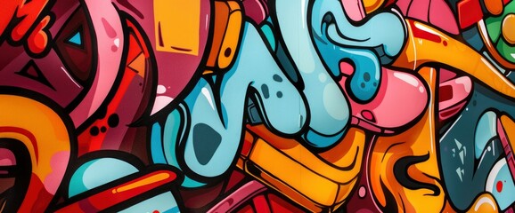 Wall Mural - Abstract Art Inspired By Street Culture, Cartoon Style, Background