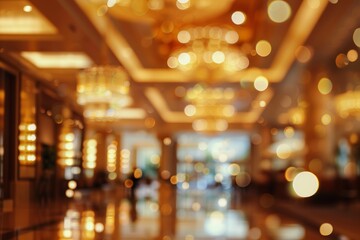 Wall Mural - Blurry image of a restaurant with a table and chairs. Abstract background.