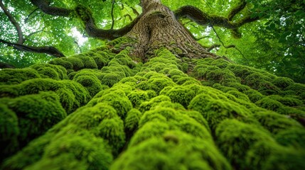 Poster - Abundant green moss coating a tree