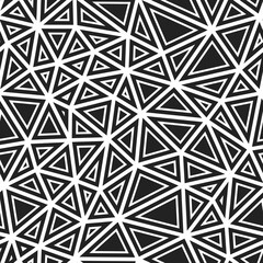 Poster - tileable abstract background. medium triangles size. solid shapes in frames. black and white style. 