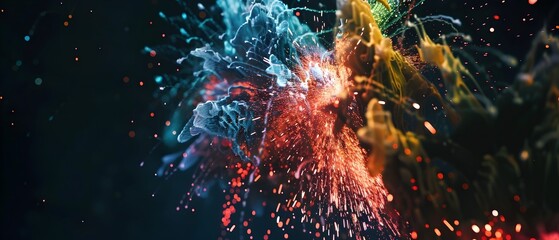 Poster - Stunning Pyrotechnic Display Lighting Up the Night Sky with Vibrant Bursts of Color and Energy