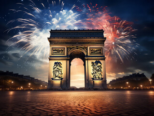Superb happy bastille day with flag and eiffel tower