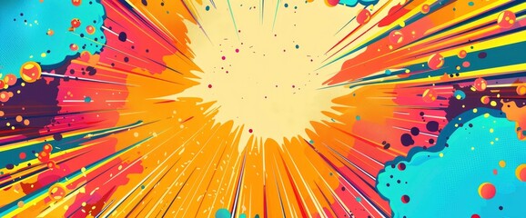 Wall Mural - Abstract Energy Bursts With A Vibrant Color Scheme, Cartoon Style, Background