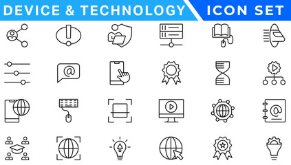 Poster - information technology line icons collection. big ui icon set in a flat design. thin outline icons p