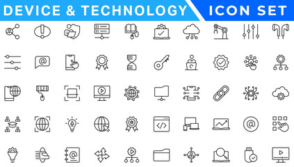 Poster - information technology line icons collection. big ui icon set in a flat design. thin outline icons p
