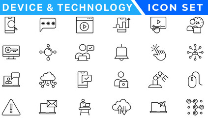 Poster - information technology line icons collection. big ui icon set in a flat design. thin outline icons p