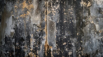 Texture background of a weathered rough old cement concrete wall showcasing a strong and heavy artistic expression with contrasting stains and faded effects displaying a beautiful yet dark a