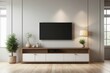 © free - Interior home of living room with LED TV cabinet on white wall copy space mock up