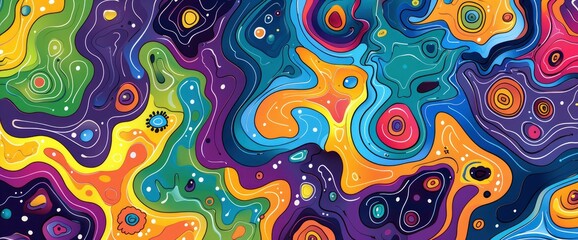 Wall Mural - Energy Resonance Patterns, Cartoon Style, Background