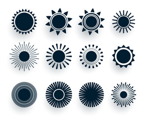 Canvas Print - collection of sunburst sign silhouette design