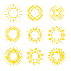Canvas Print - set of yellow sunburst elements sign design