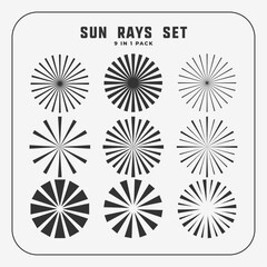 Canvas Print - set of bursting sun rays symbol in black color
