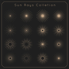 Canvas Print - vintage style set of bursting sun rays icon in set