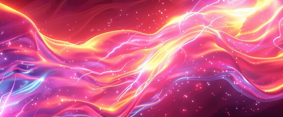 Wall Mural - Neon-Colored Energy Waves, Cartoon Style, Background