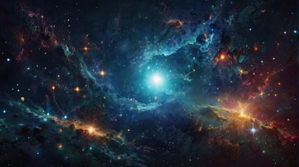Wall Mural - A universe with realistically dazzling and fascinating planets