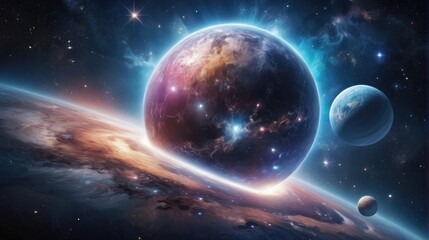 Wall Mural - A universe with realistically dazzling and fascinating planets