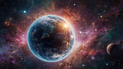 Wall Mural - A universe with realistically dazzling and fascinating planets