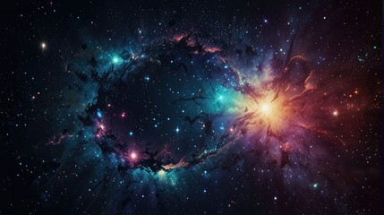 Wall Mural - A universe with realistically dazzling and fascinating planets