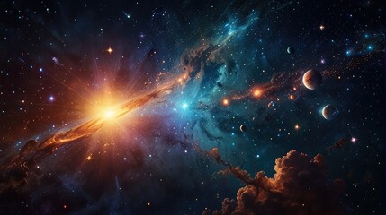 Wall Mural - A universe with realistically dazzling and fascinating planets